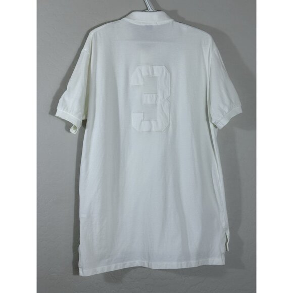 VTG Polo Ralph Lauren Big Logo #3 Rugby Polo Shirt Y2K Large All White Big Pony - Picture 6 of 10
